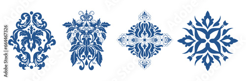 Damask graphic vector elements. 