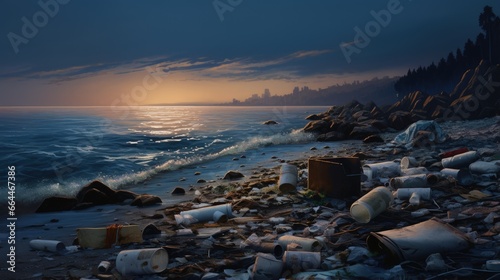 Pollutions and garbages on the beach © HN Works