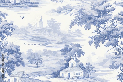 toile de jouy seamless pattern. classic french art texture