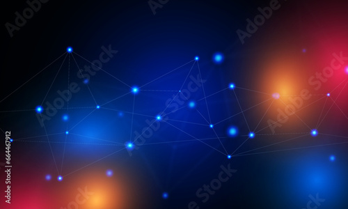Abstract network technology background with glowing particles