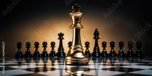 Gold and black Chess pieces