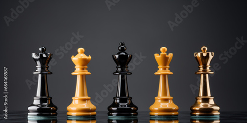 Gold and black Chess pieces