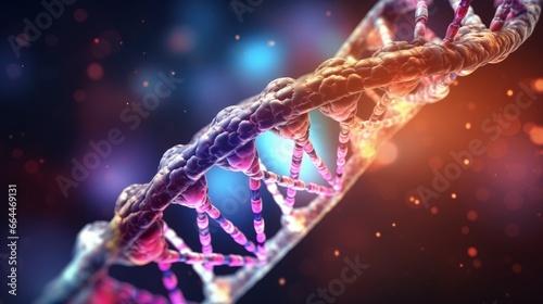 DNA helix of Genetic engineering and gene manipulation, molecule or atom, Abstract structure for Science or medical background, 3d illustration. photo