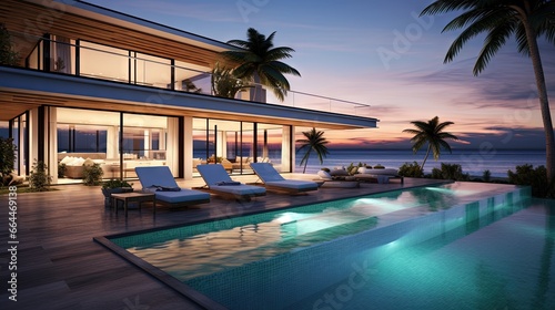 Modern Pool Villa Sea view - 3D rendering