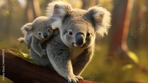 Koala  phascolarctos cinereus  Female carrying Young on its Back