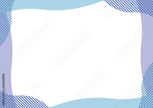 抽象的　フレーム 　ストライプ　青　水色　シンプル