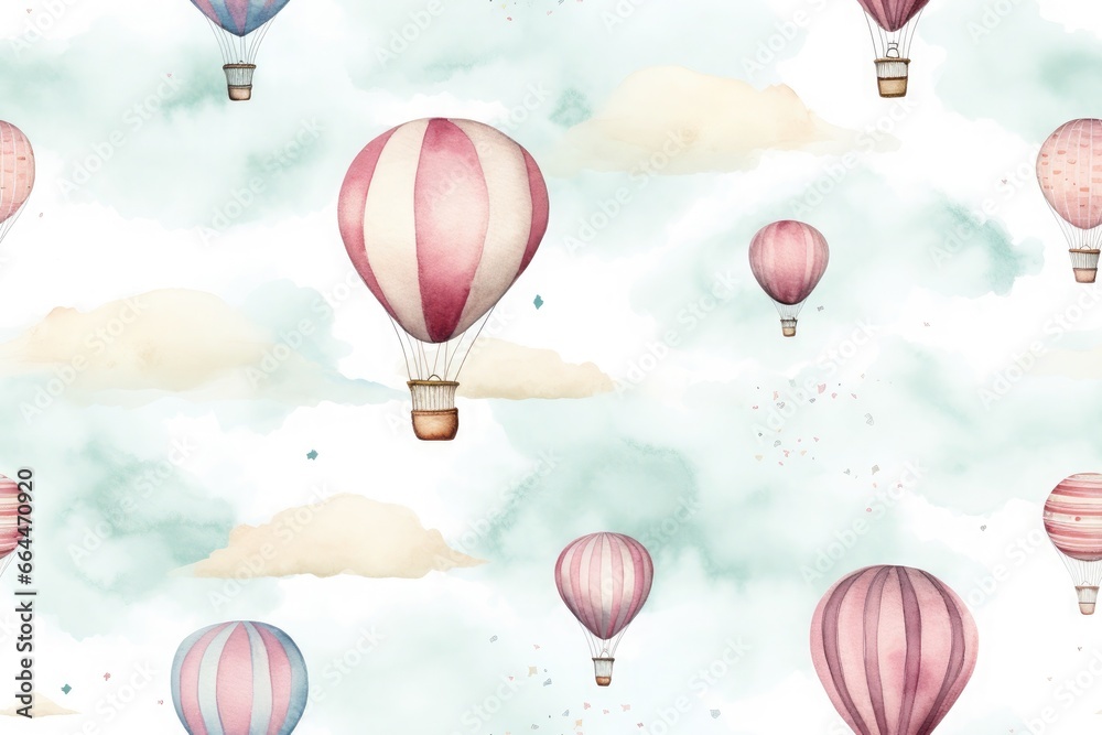 Fototapeta premium Hot Air Balloons - watercolor aerostat