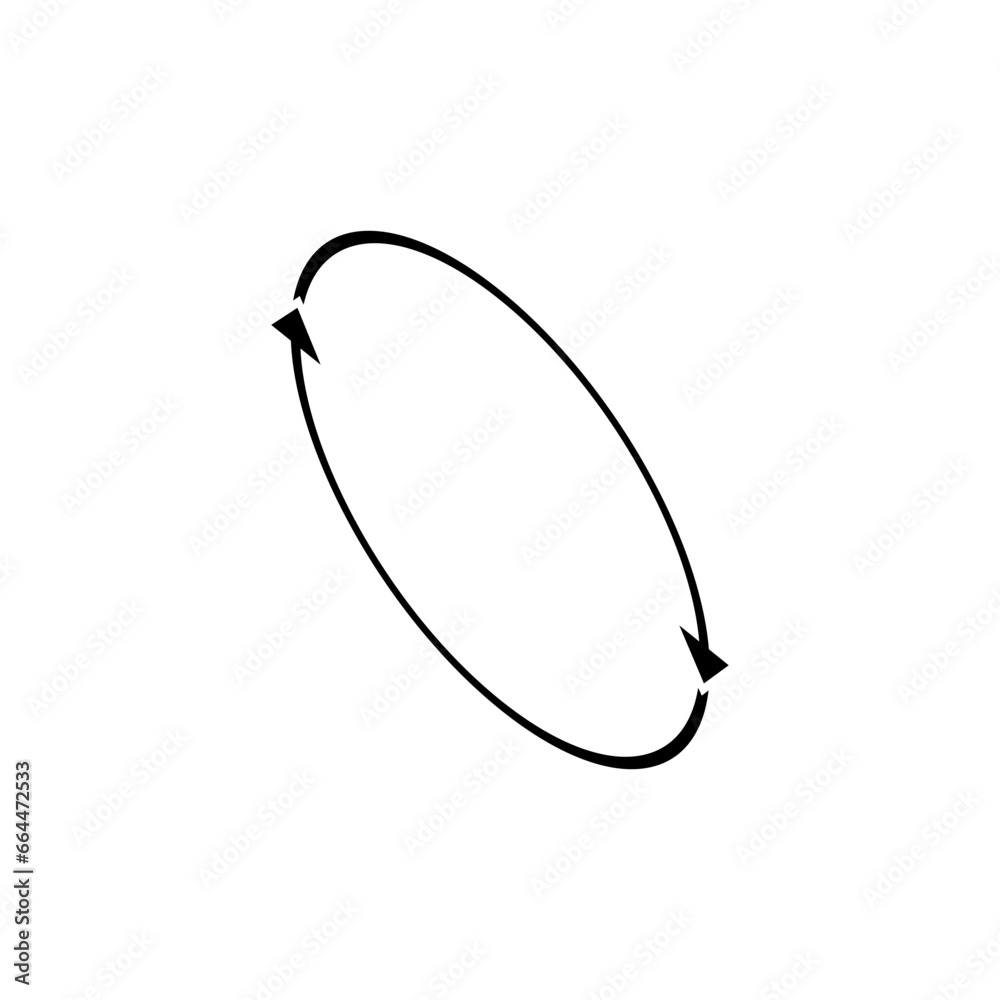 Two semi circular thin arrows together. Semicircular round arrows rotation in circle following each other. Two semi circular thin arrows together. Semicircular round arrows rotation in circle following each other.