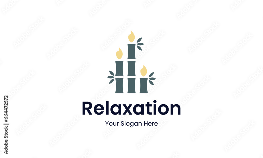 Meditation candle logo, symbolizing calm in meditation Meditation candle logo, symbolizing calm in meditation