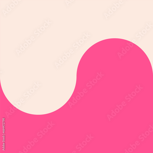 Double pink and beige background of pastel color shades. Intertwining and curved shapes. 