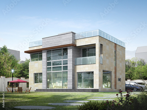 3d rendering of a modern house