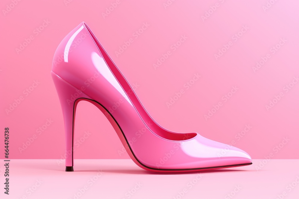 Stylish classic female fuchsia shoes isolated on light pastel raspberry pink background. Ladies high heels. Fashion concept with copy space Stylish classic female fuchsia shoes isolated on light pastel raspberry pink background. Ladies high heels. Fashion concept with copy space
