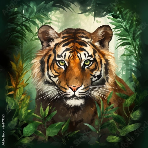 Watercolor Tiger for kids. © MSTASMA
