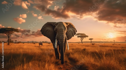 Elephant at dusk in Kenya's national park .