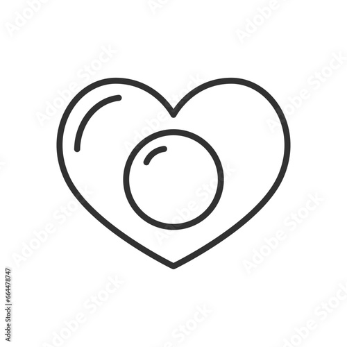 Eggs in the shape of a heart, linear icon. Breakfast. Line with editable stroke