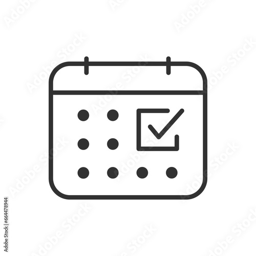 Marked day on the calendar, linear icon. Line with editable stroke