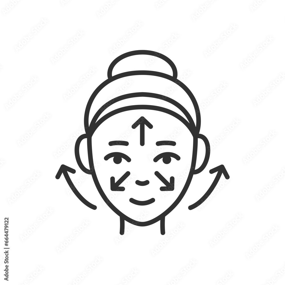 Facial skin tightening, linear icon. Line with editable stroke