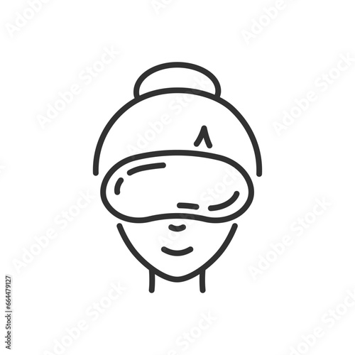 Sleep mask, linear icon. Line with editable stroke