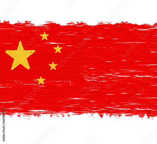 Chinese flag with painted strokes