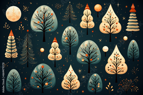 Vector flat christmas element collection. AI generative