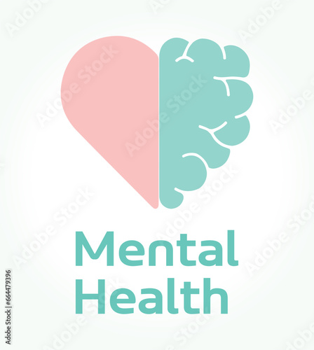 Medicine, mental health, brain, heart. Human healthy, body, cure, mind. Mental Health World Day. Doctor, clinic. Emotion, rational thinking, balance, intelligence. Wellness, psychology, psychiatry