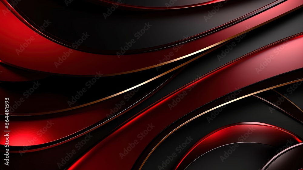 Luxury black and red wavy background, AI generative