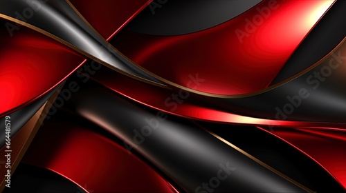 Luxury black and red wavy background, AI generative