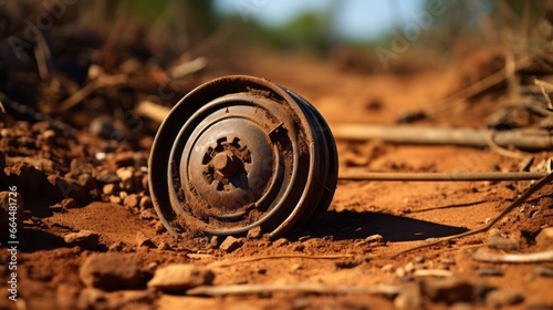 Photo of a neutralized mine on the ground photo