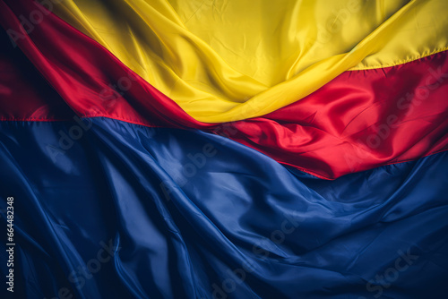 Top View Flatlay Romanian Flag. Ai Generated 