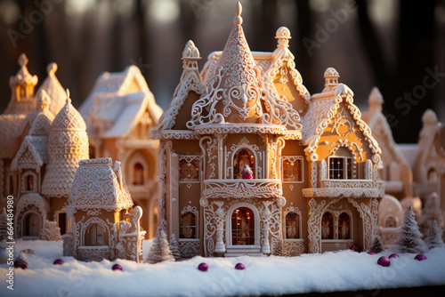 Bright Background Highlights Adorable Gingerbread Houses