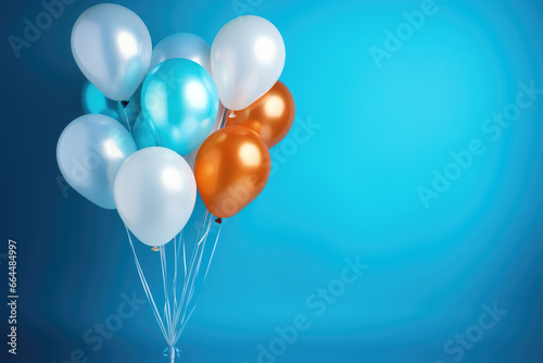 colorful air balloons on blue background