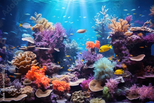 Mesmerizing aquarium scene with vibrant coral reefs and exotic fish. © Jelena