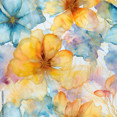 Seamless watercolor abstract flowers background  ai design pattern