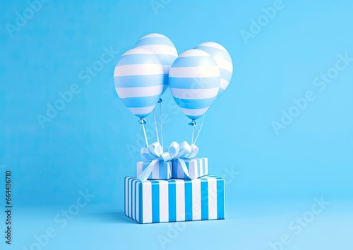 Balloons with gift box.