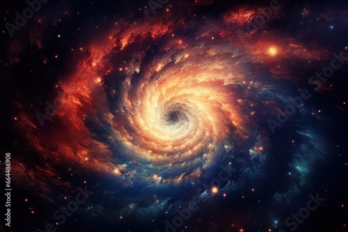 Spiral galaxy with millions of stars and radiant core.
