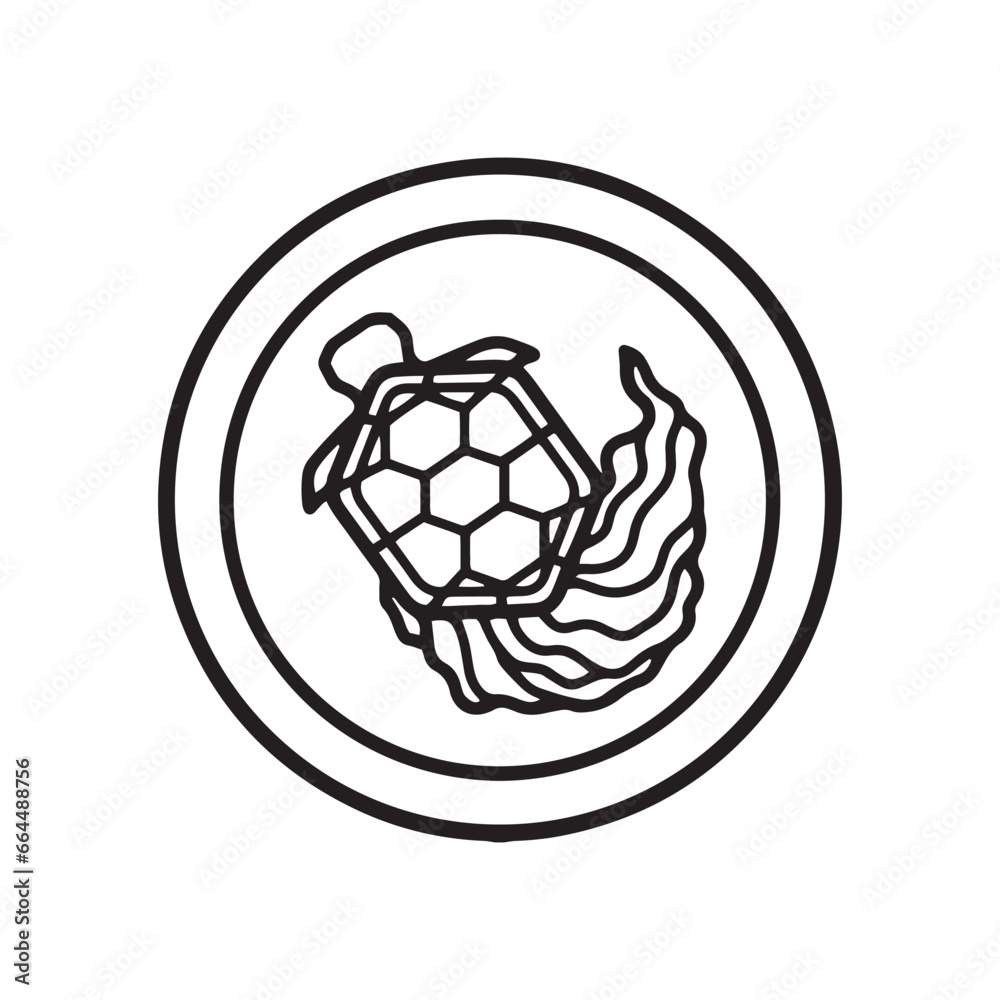 Obraz premium 亀 吉祥文様モノクロイラスト