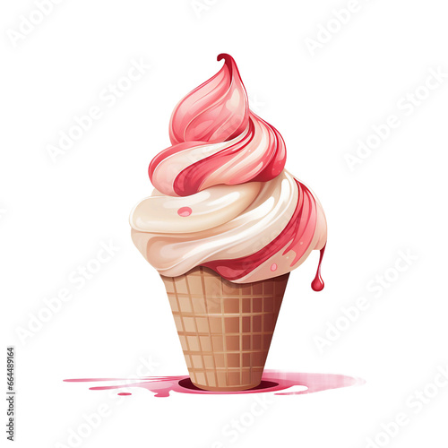 Soft Serve Ice Cream Watercolor Isolated on Transparent Background