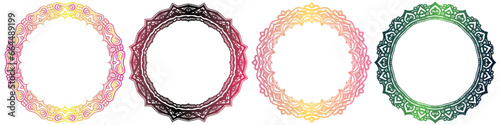 line art coloring mandala circle elements set.