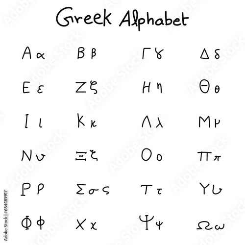 The greek alphabet letters font. greek alphabet set vector. alpha beta gamma delta sign. Hand drawn concept.
