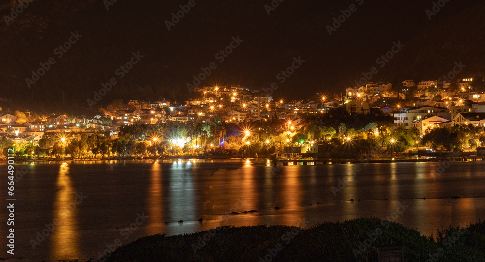 Long exposure night photography of Datça, a turkish village by the Mediterranean Sea