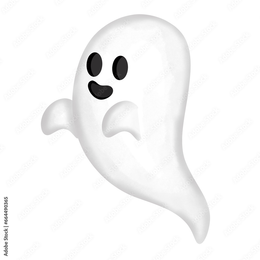 Cartoon cute little ghost smiling scary on happy halloween party. Cartoon cute little ghost smiling scary on happy halloween party.