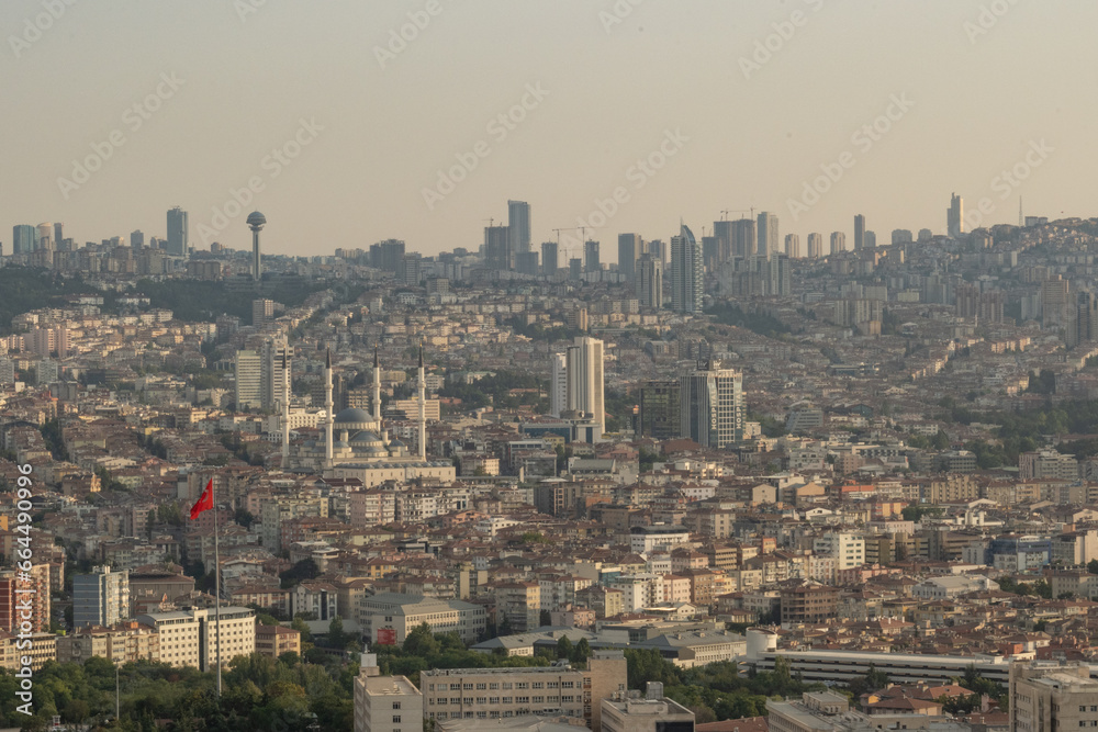 Afternoon view of Ankara city skyline and streets