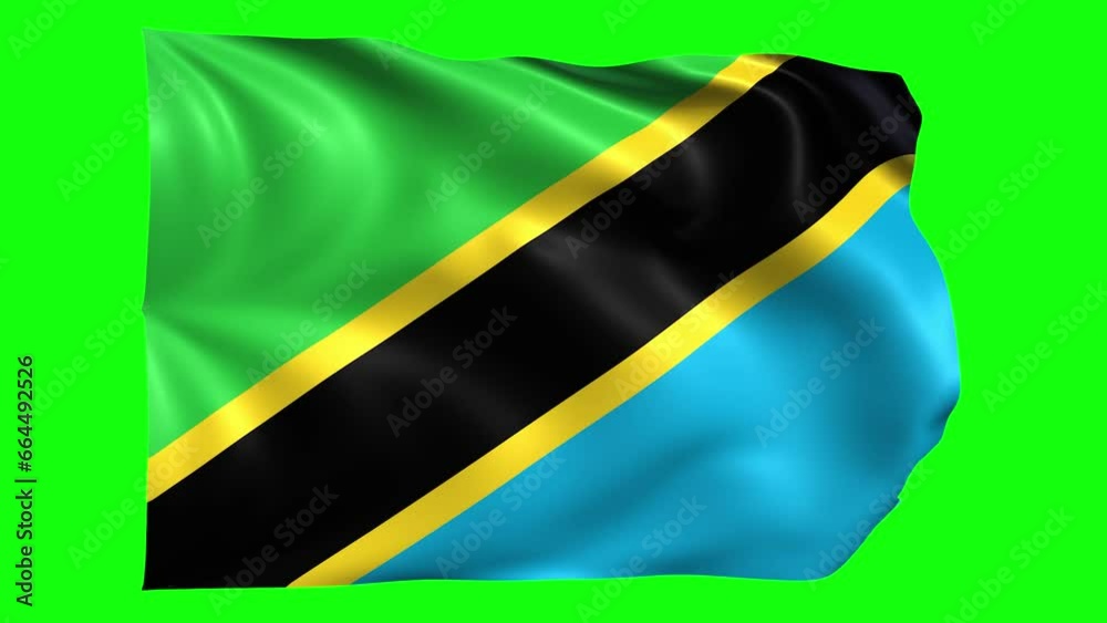 Tanzania animated flag on green screen