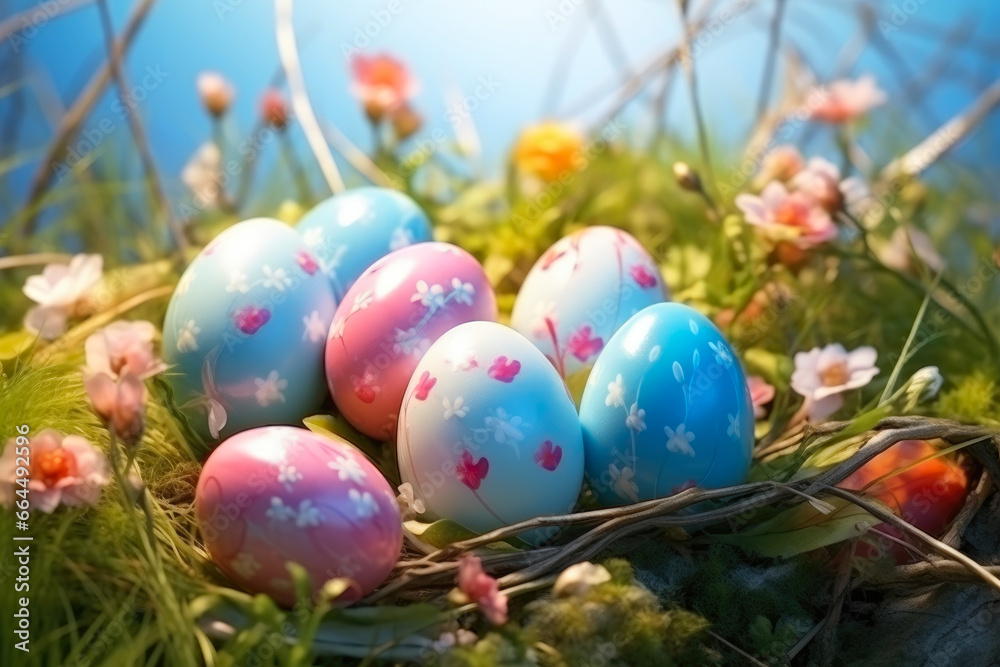 Festive Colors in Easter Meadow Scene