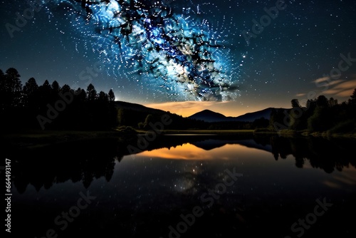 Milky Way Reflected on Lake.