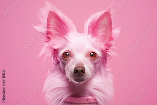 Pink colored dog on Pink Background. © MDBaki