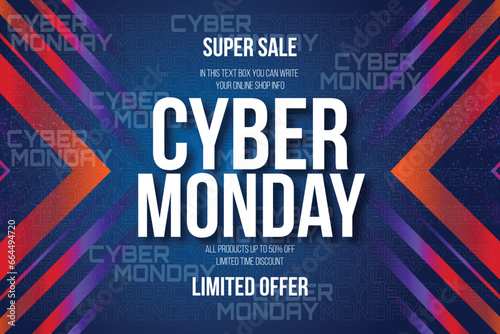 cyber monday banner memphis style with text editable