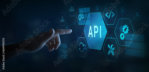 API Application Programming Interface concept, connect services on internet for network data communication, software engineering technology photo