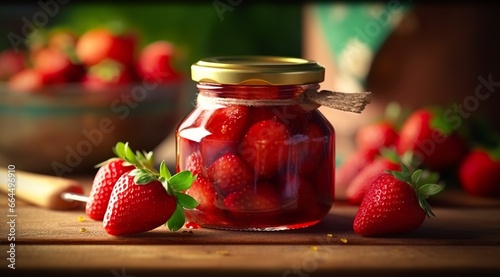 Strawberry jam and fresh berries.