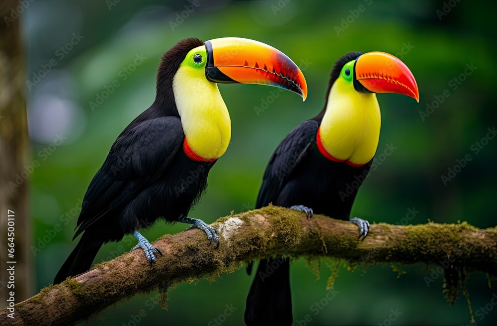Toucan sitting on the branch in the forest. Toucan sitting on the branch in the forest.